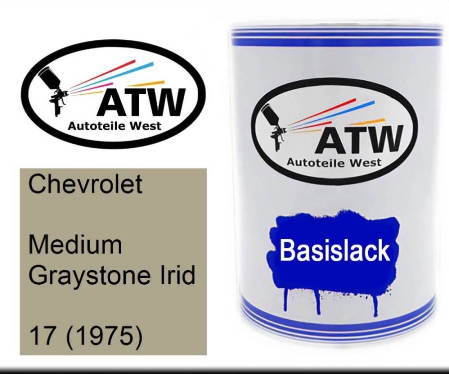 Chevrolet, Medium Graystone Irid, 17 (1975): 500ml Lackdose, von ATW Autoteile West.